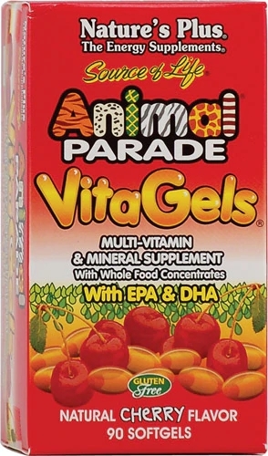 Nature's Plus Animal Parade® VitaGels Cereja Natural - 90 Softgels para Crianças