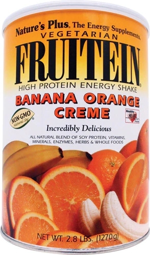 Nature's Plus Fruitein® Energy Shake Proteína Vegetal Banana Laranja Creme - 907g
