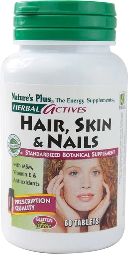 Nature's Plus Herbal Actives Hair Skin & Nails 60 Comprimidos - Nutrição Completa