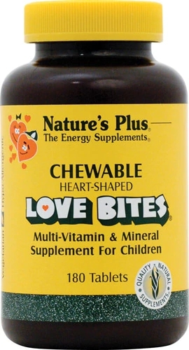 Nature's Plus Love Bites® Multivitamínico Mastigável Infantil 180 Comprimidos - Energia e Imunidade Saudável