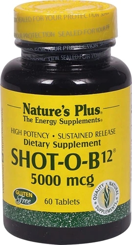 Nature's Plus Shot-O-B12® 5000 mcg - 60 Comprimidos: Sua Dose Máxima de Energia e Bem-Estar