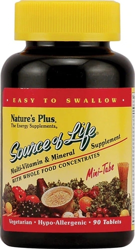 Nature's Plus Source of Life Multivitamínico e Mineral 90 Mini Comprimidos - Energia e Bem-Estar Completo