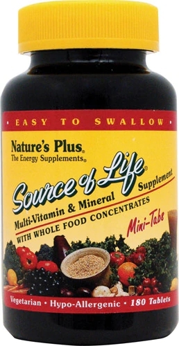 Nature's Plus Source of Life Multivitamínico e Mineral 180 Mini Comprimidos - Energia e Vitalidade Duradouras