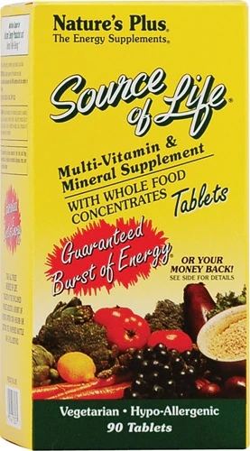 Nature's Plus Source of Life Multivitamínico e Mineral 90 Comprimidos - Energia e Bem-Estar Completo
