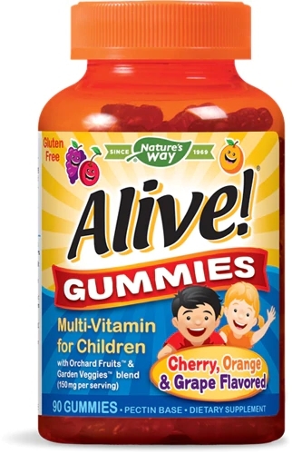 Nature's Way Alive! Gummies Multivitamínico Infantil Sabor Cereja, Laranja e Uva - 90 Gomas (Aprox. 150g)