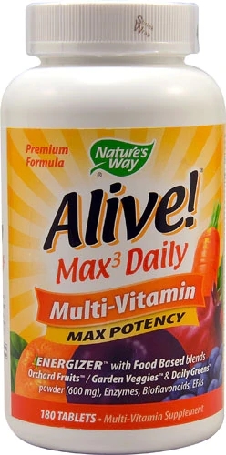 Nature's Way Alive!® Max3 Daily Multi-Vitamina Completa - 180 Comprimidos - Energia e Bem-Estar Total