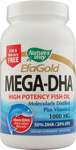Nature's Way EfaGold® Mega-DHA 1000mg - 60 Cápsulas Gelatinosas | Saúde Cerebral e Ocular