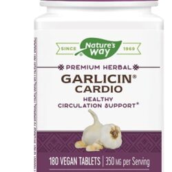 Nature's Way Garlicin Cardio 350mg - 180 Comprimidos Veganos para Saúde Cardiovascular