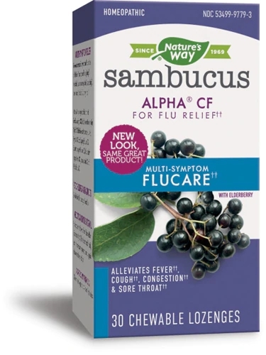 Nature's Way Sambucus FluCare 30 Pastilhas Mastigáveis Multissintomas - Alívio Rápido e Natural