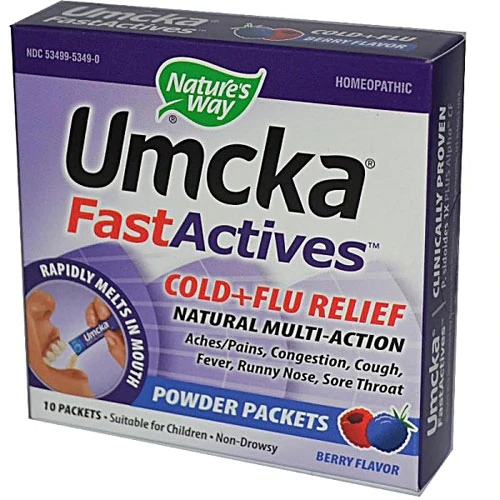 Nature's Way Umcka Cold Relief Berry - 10 Sachês de Alívio Rápido para Gripe e Resfriado