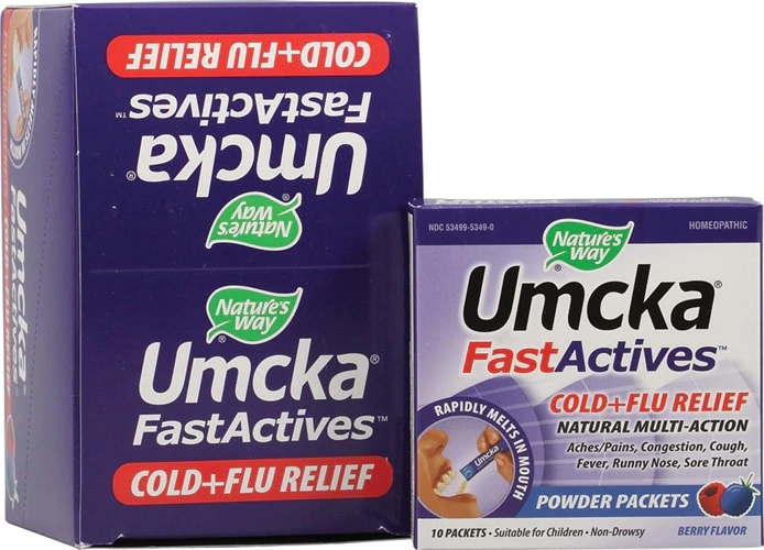 Nature's Way Umcka FastActives® Alívio Resfriado e Gripe Sabor Berry - 60 Sachês (150g)