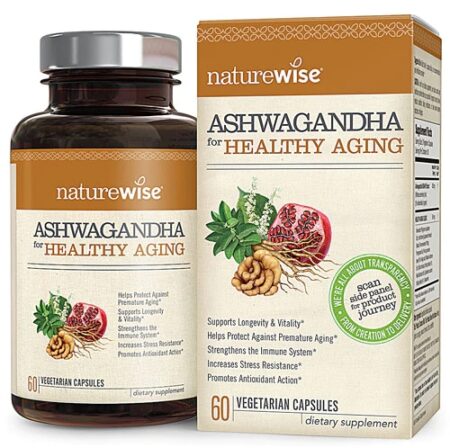 Naturewise Ashwagandha for Healthy Aging -- 60 Vegetarian Capsules