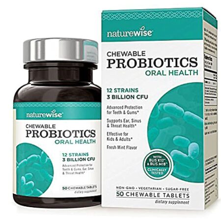 Naturewise Time Release Probiotics Oral Health Fresh Mint -- 3 billion CFU - 50 Chewable Tablets