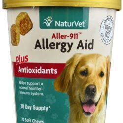 NaturVet Aller-911™ Allergy Aid: 70 Mastigáveis com Antioxidantes para Alívio de Alergias em Cães