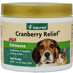 NaturVet Cranberry Relief com Equinácea para Cães e Gatos - Suporte Urinário (48g)