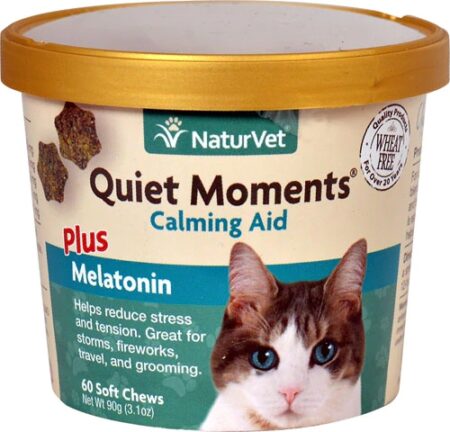 NaturVet Quite Moments® Calming Aid Plus Melatonin for Cats -- 60 Soft Chews