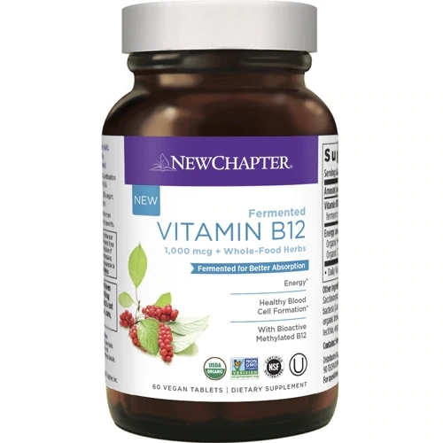 New Chapter Vitamina B12 Vegana Fermentada 60 Comprimidos - Energia e Bem-Estar