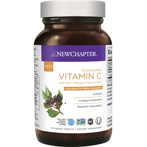 New Chapter Vitamina C Fermentada Vegana - 60 Comprimidos | Suporte Imunológico e Bem-Estar