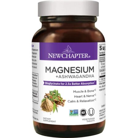 New Chapter Magnesium + Ashwagandha Tablets -- 30 Vegetarian Tablets