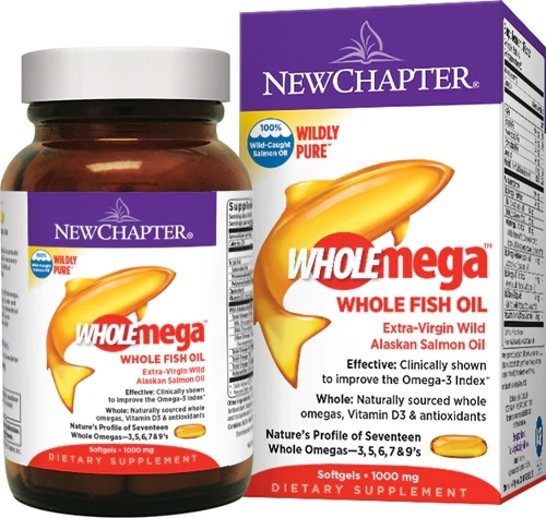 New Chapter Wholemega® Óleo de Peixe Integral de Salmão Selvagem 1000mg - 30 Cápsulas Gelatinosas
