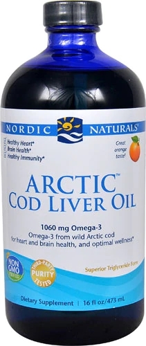 Óleo de Fígado de Bacalhau Nórdico Naturals Arctic 473ml - Sabor Laranja