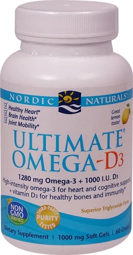 Nordic Naturals Ultimate Omega-D3 Limão 1000mg - 60 Cápsulas Gelatinosas - Saúde do Coração e Imunidade