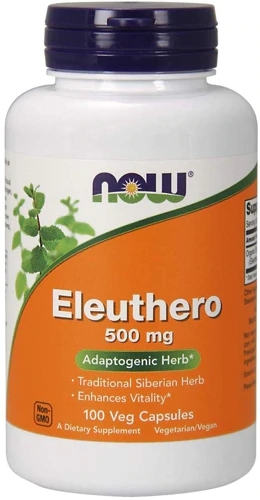 NOW Eleuthero 500 mg - 100 Cápsulas Vegetais: Energia e Bem-Estar Adaptogênico