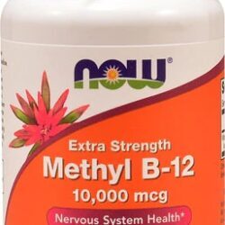 NOW Extra Strength Metil B-12 10000 mcg - 60 Pastilhas Desmancháveis - Energia e Bem-Estar