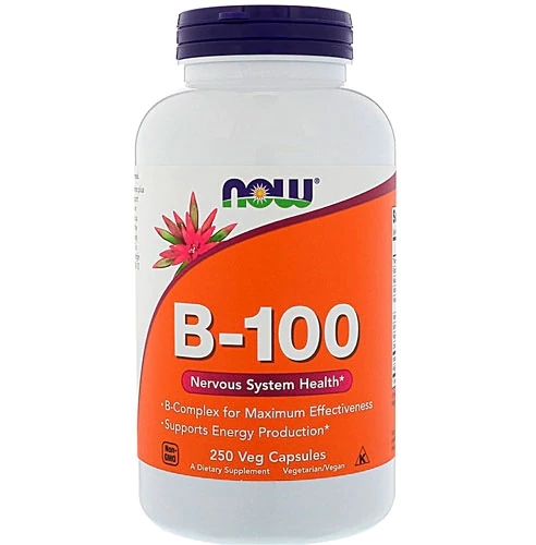 NOW Foods B-100 - 250 Cápsulas Vegetarianas: Energia e Bem-Estar Essenciais