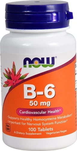 NOW Foods Vitamina B6 50mg 100 Tabletes - Essencial para o Bem-Estar e Saúde