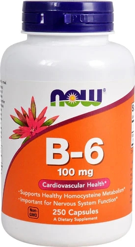 NOW Foods Vitamina B6 100mg - 250 Cápsulas: Essencial para Energia e Bem-Estar