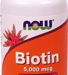 NOW Foods Biotina 5000 mcg - 60 VegCaps: Cabelo, Pele e Unhas Fortes e Saudáveis