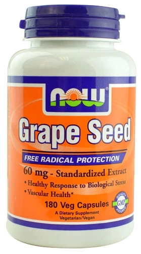 NOW Foods Extrato de Semente de Uva 60mg - 180 Cápsulas Vegetais: Poder Antioxidante para Sua Saúde