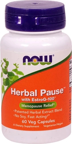 NOW Foods Herbal Pause™ com EstroG-100® - 60 Cápsulas Vegetais: Alívio Natural para a Menopausa
