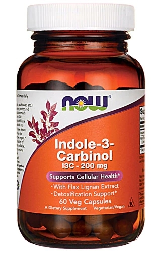 NOW Foods Indole-3-Carbinol (I3C) 200mg - 60 Cápsulas Vegetais | Suporte Hormonal e Antioxidante