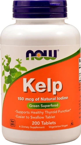 NOW Foods Kelp Iodo 150mcg - 200 Comprimidos - Suporte à Tireoide e Bem-Estar Geral