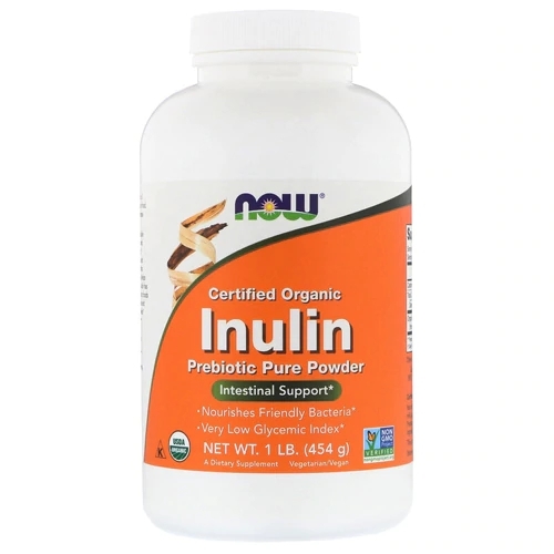 NOW Foods Inulina Prebiótica Orgânica Pura em Pó - 454g - Suporte Digestivo e Imunológico