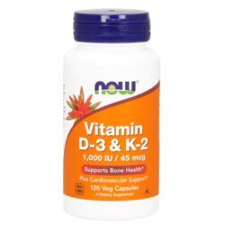 NOW Foods Vitamina D-3 & K-2 120 Cápsulas Vegetarianas: Saúde Óssea e Imunológica
