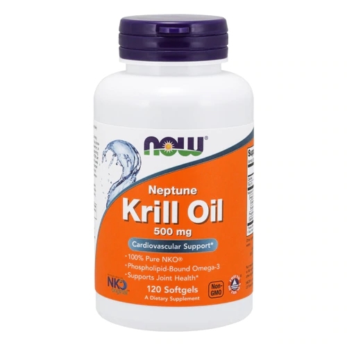 NOW Neptune Krill Oil 500mg - 120 Cápsulas de Óleo de Krill Puro para Saúde Cardiovascular e Cognitiva