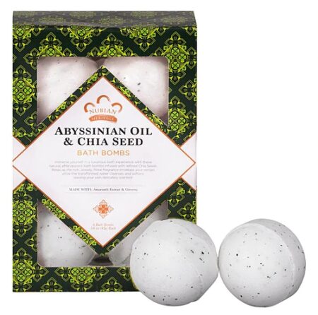 Nubian Heritage Bath Bomb Abyssinian Oil & Chia Seed -- 6 Bath Bombs