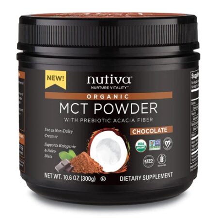 Nutiva MCT Powder with Prebiotic Acacia Fiber Chocolate -- 10.6 oz