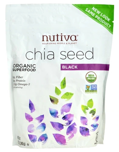 Sementes de Chia Orgânica Nutiva Black - 340g | Superalimento Rico em Nutrientes