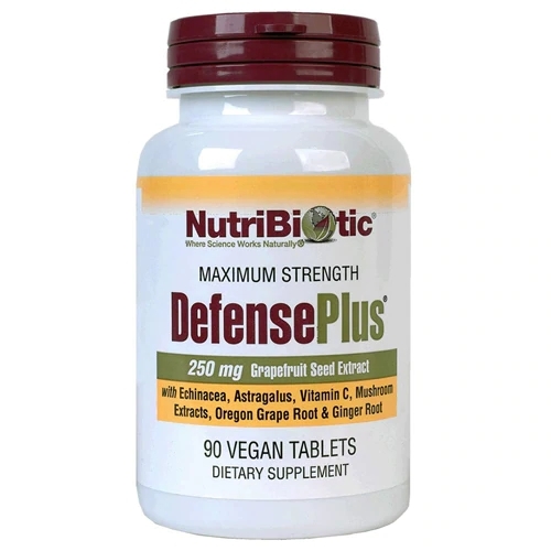NutriBiotic Defense Plus Extrato de Semente de Grapefruit 250mg - 90 Comprimidos Veganos - Suporte Imunológico Avançado