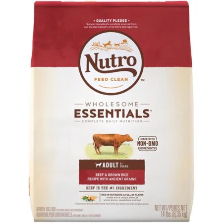 Nutro Feed Clean Wholesome Essentials with Ancient Grains Adult Dogs 1 + Years Beef & Brown Rice Recipe -- 14 lb