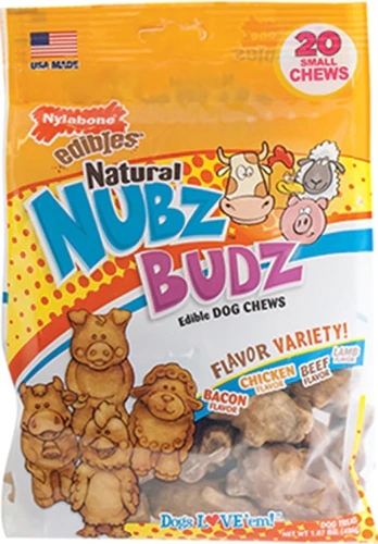 Nylabone Natural Nubz Budz Petiscos Cães Pequenos 12 Unidades Variedade Sabores Naturais