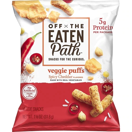 Off the Eaten Path Veggie Puffs Spicy Cheddar - 509g (Pack com 16 Unidades)