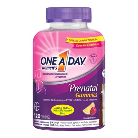 One-A-Day Women's Prenatal Gummies with Folic Acid Natural Fruit Flavors -- 120 Gummies