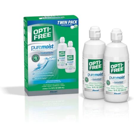 Opti-Free PureMoist Multi-Purpose Disinfecting Solution with Lens Case Twin Pack -- 10 fl oz Each / Pack of 2