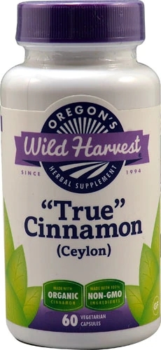 Oregon's Wild Harvest Canela Verdadeira Ceylão - 60 Cápsulas Gelatinosas de Pura Qualidade Orgânica
