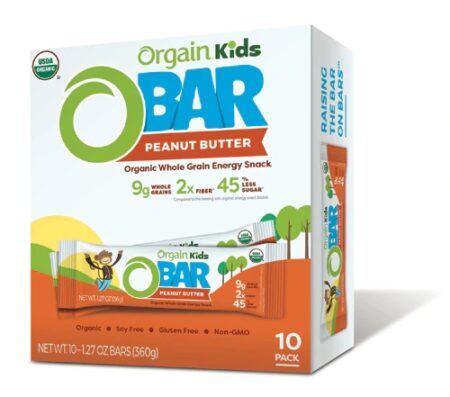 Orgain Kids O Bar Organic Whole Grain Energy Snack Peanut Butter -- 10 Bars